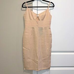 Victorian Nude Crepe Cut Out Bodycon Dress, US 6